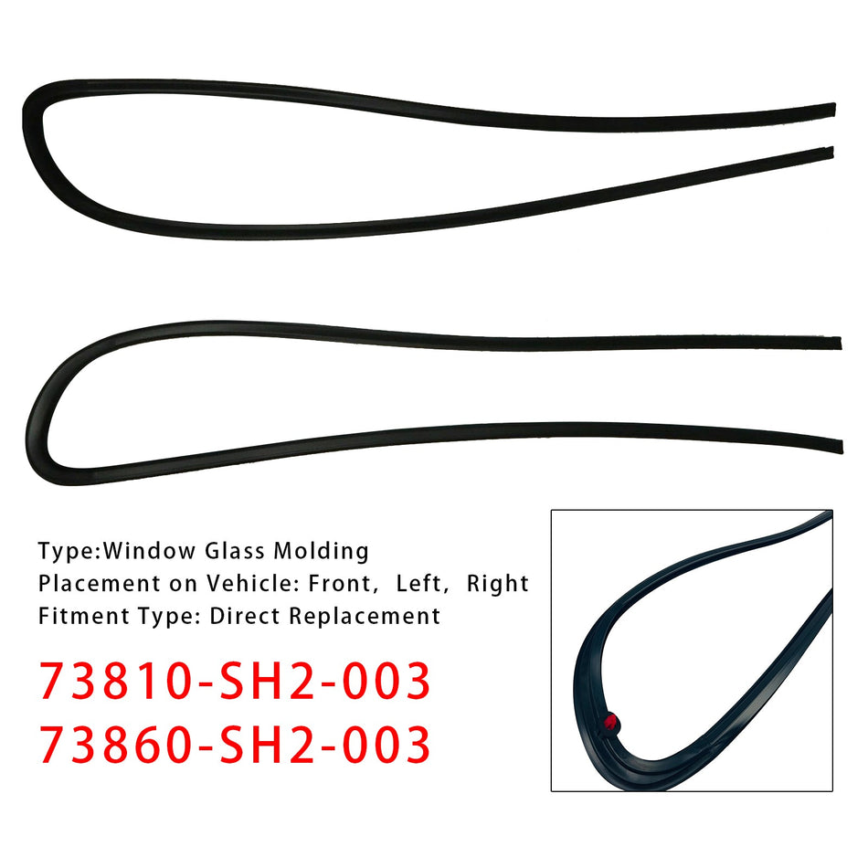 1988-1991 HONDA CR-X CRX EF8 2-teilige Fensterglasleiste rechts &amp; links 73810-SH2-003 73860SH2003