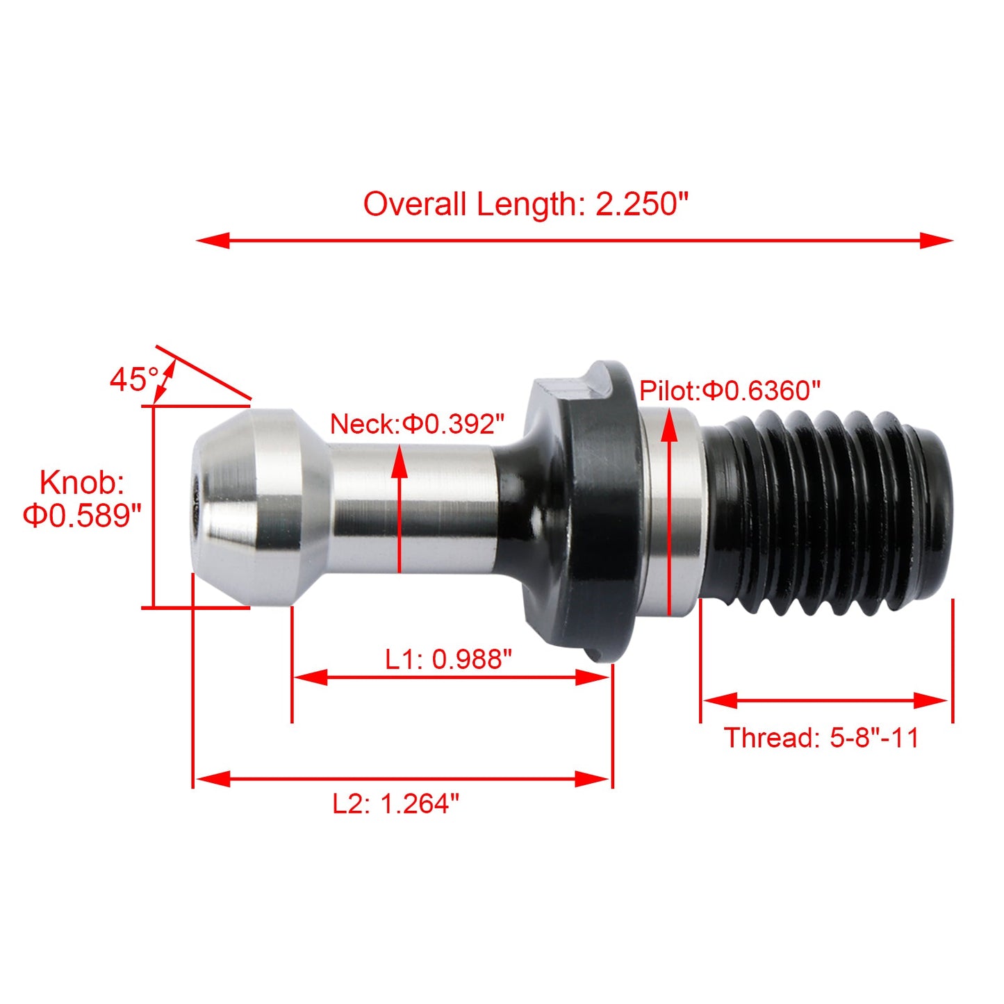 5 Stücke CAT40 45 ° Anzugsbolzen Retention Knob Passt Für Jede Haas CAT40 CNC Silber