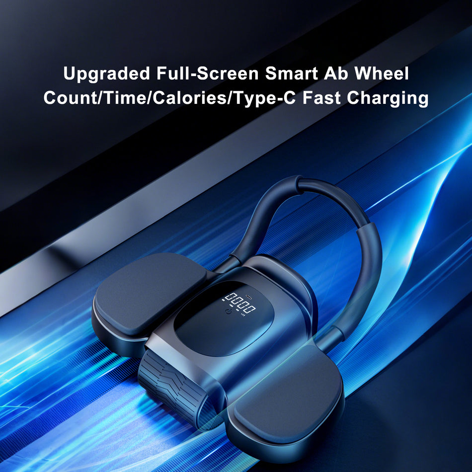 Upgraded Ab Roller with Elbow Support Perfect for Home Workouts Black Auto Rebound & LCD Display – Includes Knee Pads Timer & Core Trainer