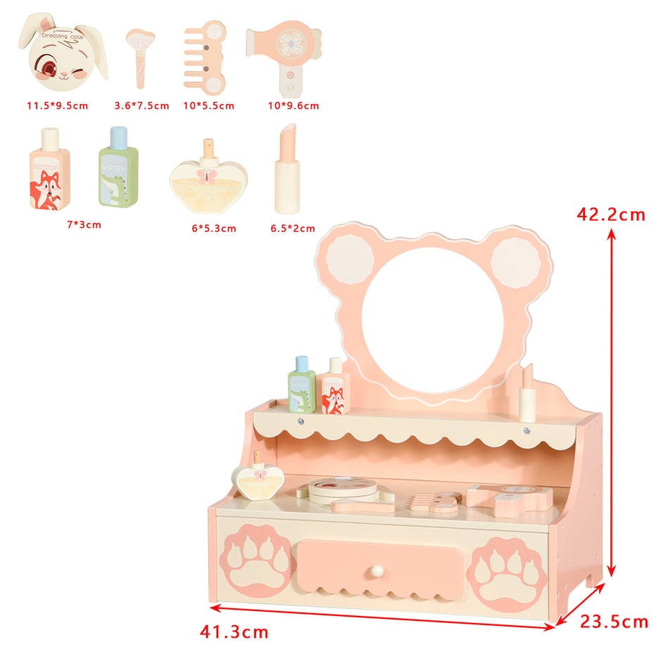 Prinzessin Schminktisch für Kinder – Schminkset mit Spiegel & Schublade für Mädchen ab 3 Jahren (8-teiliges Zubehör)