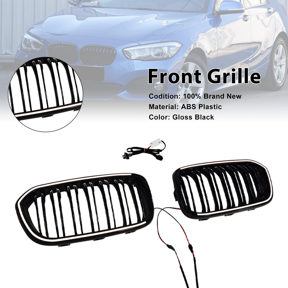Doppellinien-Nierengrill vorne, schwarz, passend für BMW 1er F20 F21 (2015–2017)