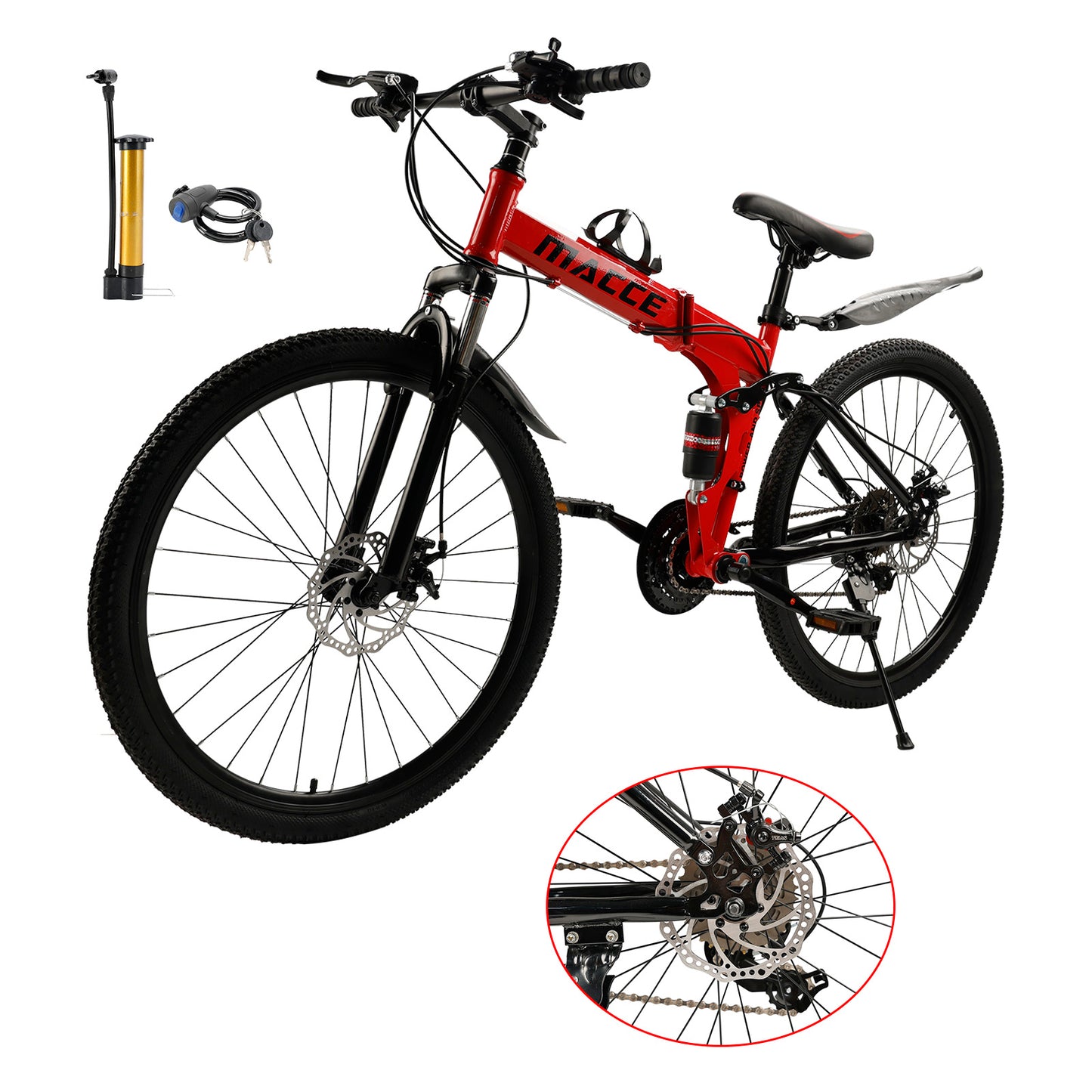 26" Räder 27 Gang Doppelscheibenbremse faltbares Mountainbike MTB für Erwachsene Rot