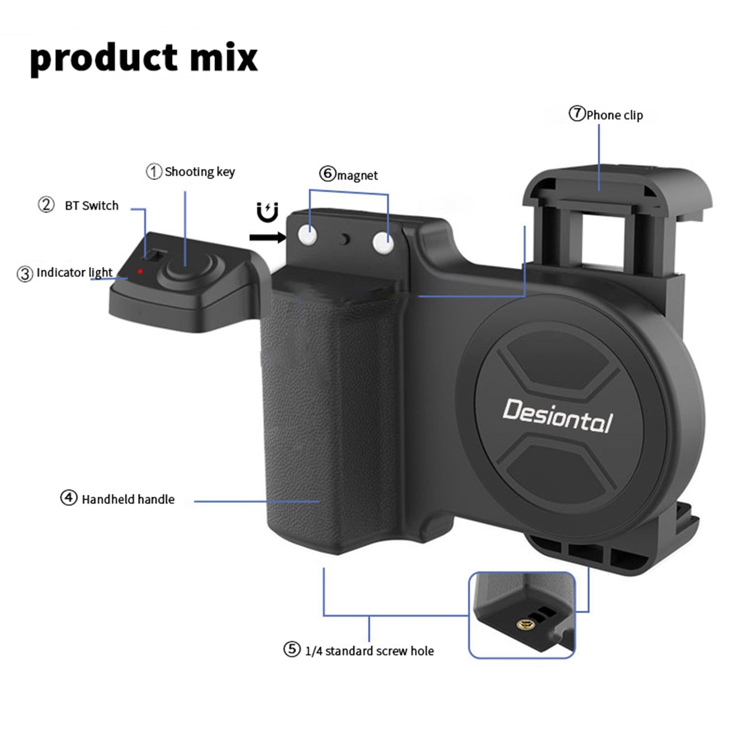 PH-30A Handy Clip Modell Auktion Fernbedienung Kamera Griff Stabilisator