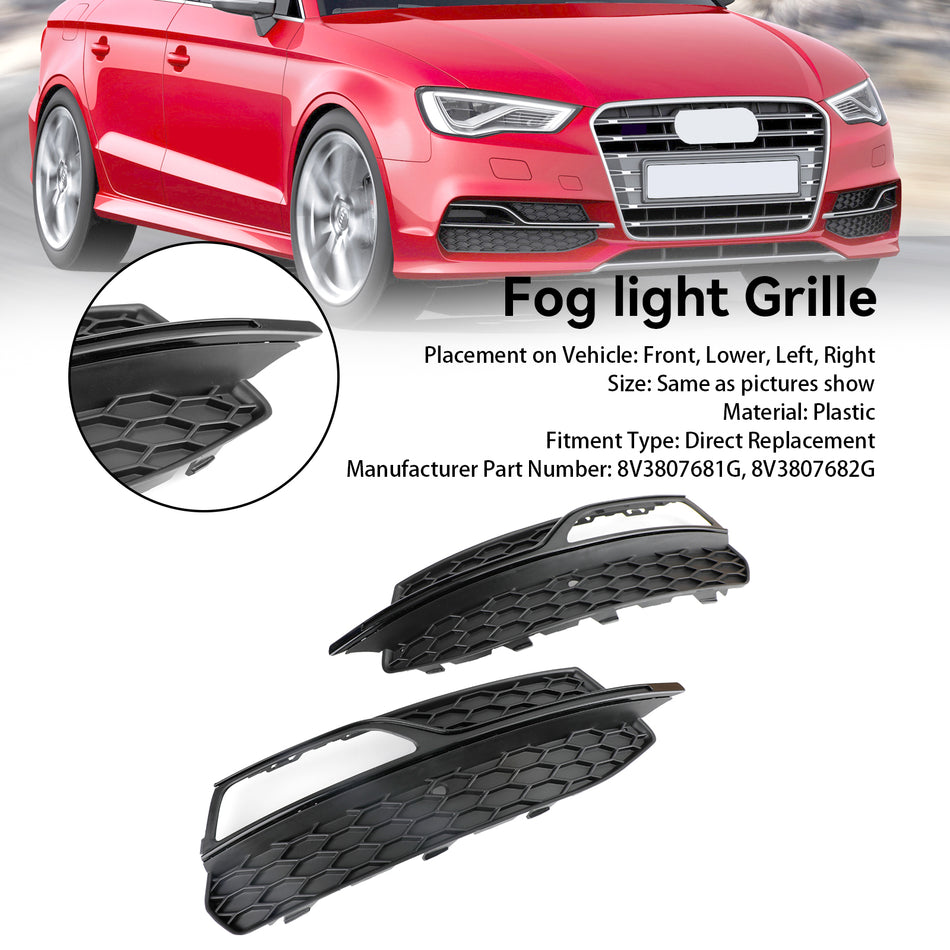 Lower Bumper Fog Light Cover Grill Grille Für AUDI A3 S3 S-Line 2013-2016