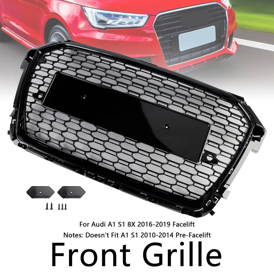 RS Style Honeycomb Bumper Grille Für Audi A1 S1 8X Facelift 2016-2019 Black