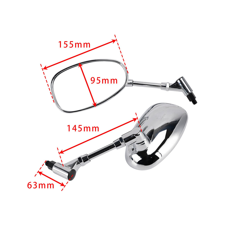 Satz mit 2 verchromten Rückspiegeln für Honda VTX1300S 2003-2007 VTX1800C 2002-2006