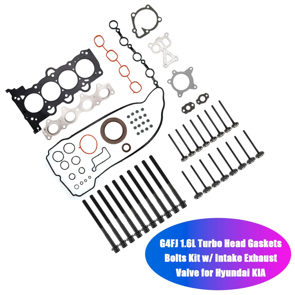 G4FJ 1.6L Turbo Kopf Dichtungen Schrauben Kit w/Einlass auslass Ventil für Hyundai KIA