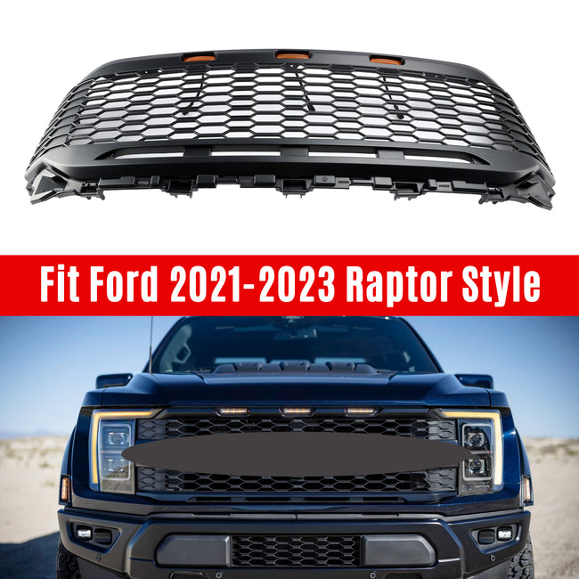 Replacement ABS Front Bumper Grill Grille Für Ford F150 2021-2023 Raptor W/ LED