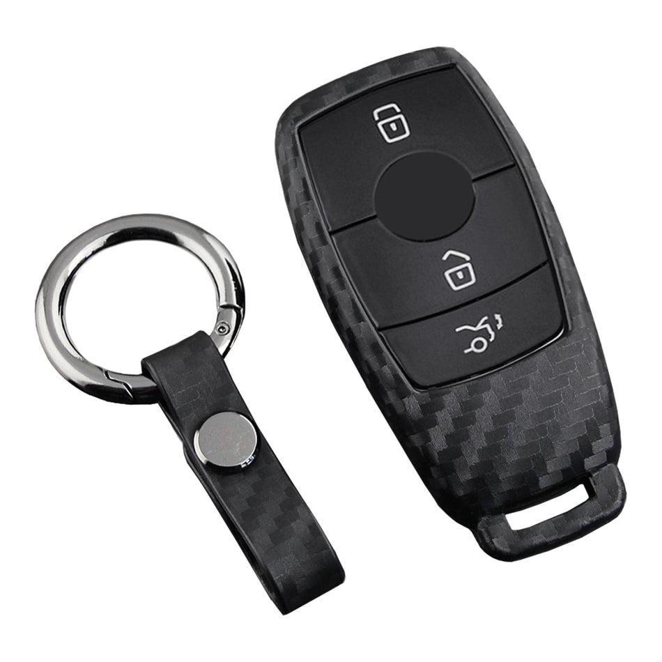 Autoschlüsselhülle aus Leder und Silikon mit Schnalle für Mercedes-Benz E