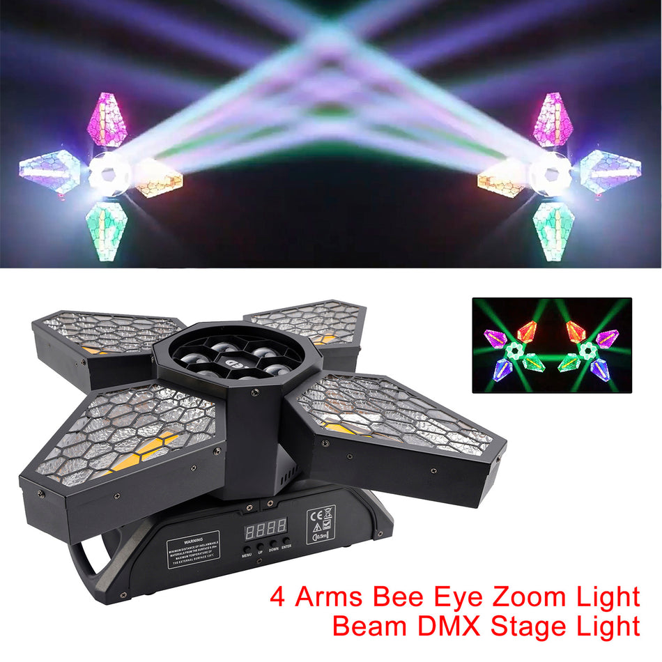 4 Armige Bienenaugen Zoom Lichtstrahl DMX Bühnenleuchte Disco Partybeleuchtung