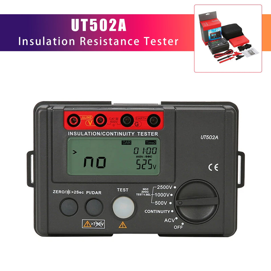 UT502A 2500V Isolationswiderstandsmessgerät Erdungsprüfer Megohmmeter Volt