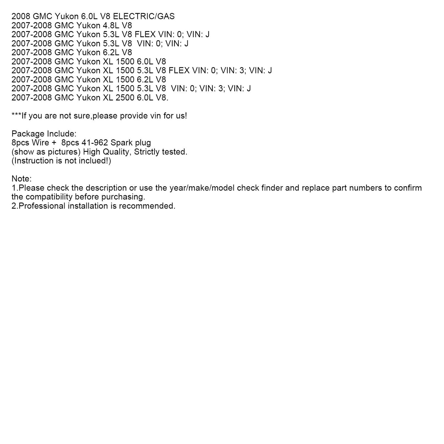 2008 Buick LaCrosse 5,3 l V8 Zündkerzen + Dr?hte 10,5 mm Set 19299585 8 Stück