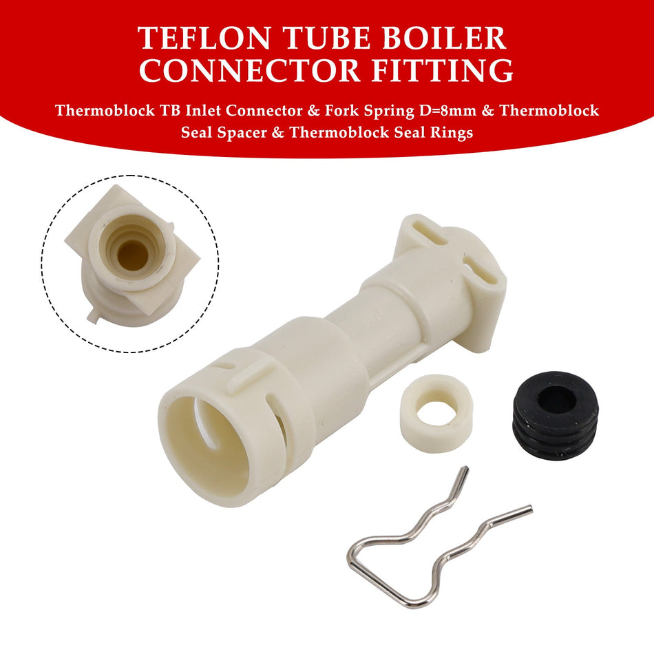 ThermoBlock Einlassverbinder, Dichtung, Abstandshalter und Gabel D8mm Set für Wasserheizelement passend für Philips Kaffeemaschine 422224777123
