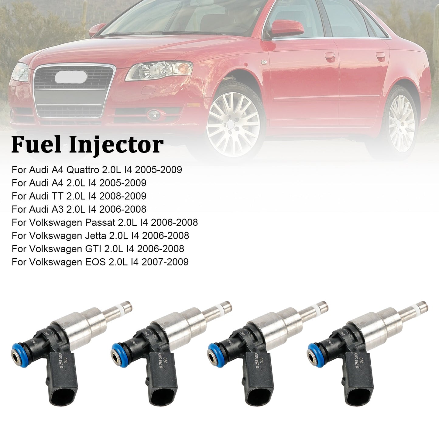 2008–2009 Audi TT 2.0L I4 4-teiliges Kraftstoffeinspritzventil 06F906036A