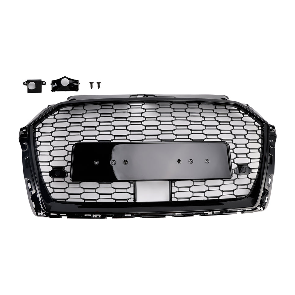 RS3 Style Honeycomb Front Grille Grill Für Audi A3 S3 2017-2019 W/ACC Black
