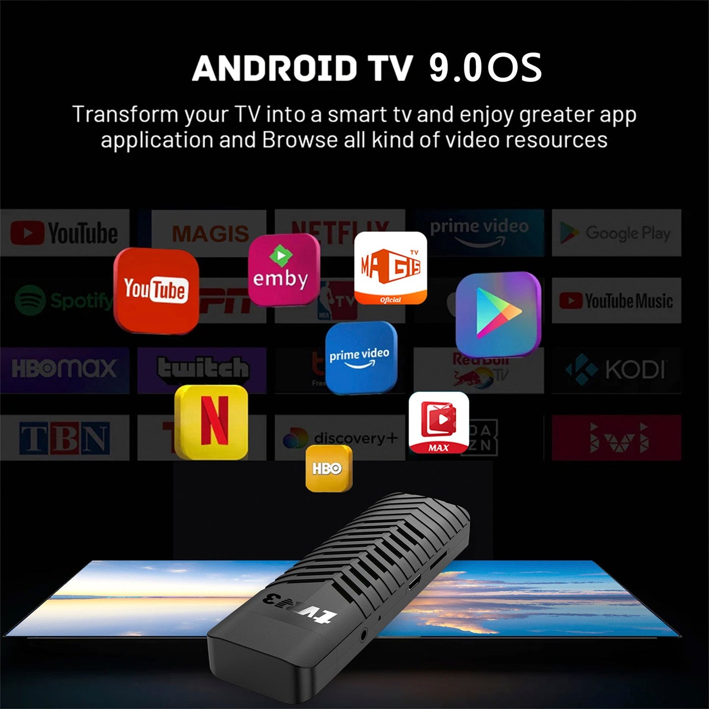 TVR3-S TV-Stick Android 14.0 Ram 1 GB ROM 8 GB Dongle Set-Top-Box 4K-Player TV BOX