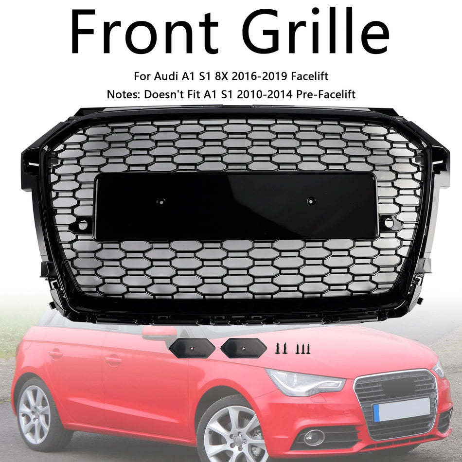 RS Style Honeycomb Bumper Grille Für Audi A1 S1 8X Facelift 2016-2019 Black