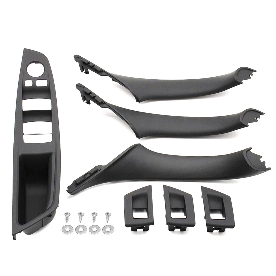 7x Schwarz Innen Tür Panel Griff Pull Trim Abdeckung Für BMW 5 Series F10 F11 10-16