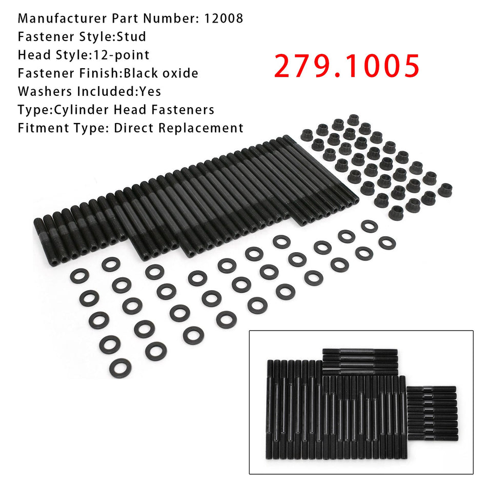 Chevy BBC 454 12-Punkt-Zylinderkopfbolzen-Satz, passend für PCE-Zylinderköpfe, 8 lange Bolzen, PCE279.1005