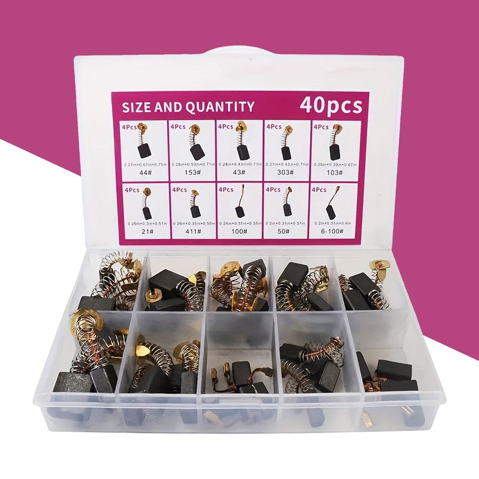 40Pcs Elektromotor Kohlebürsten 10 Größen Ersatz Reparatur Power Tool Teil