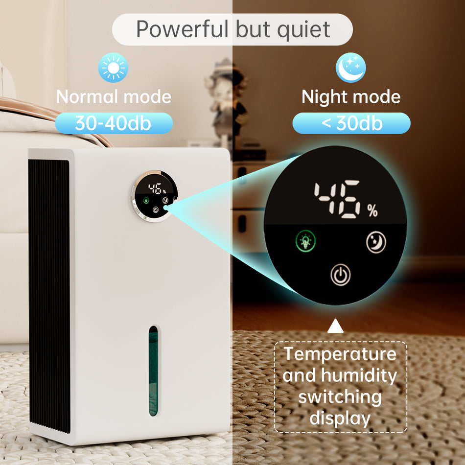 Leiser und energiesparender Entfeuchter mit Touchscreen, 7-Farben-LED und negativer Ionenluftreinigung – ideal für Schlafzimmer, Bad und Keller