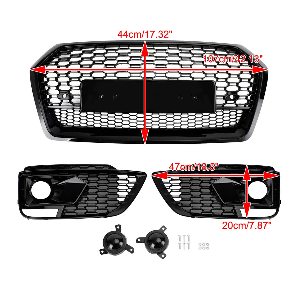 RSQ5 Wabengrill Vorne + Nebelscheinwerfergrill passend für Audi Q5 SQ5 2018-2020