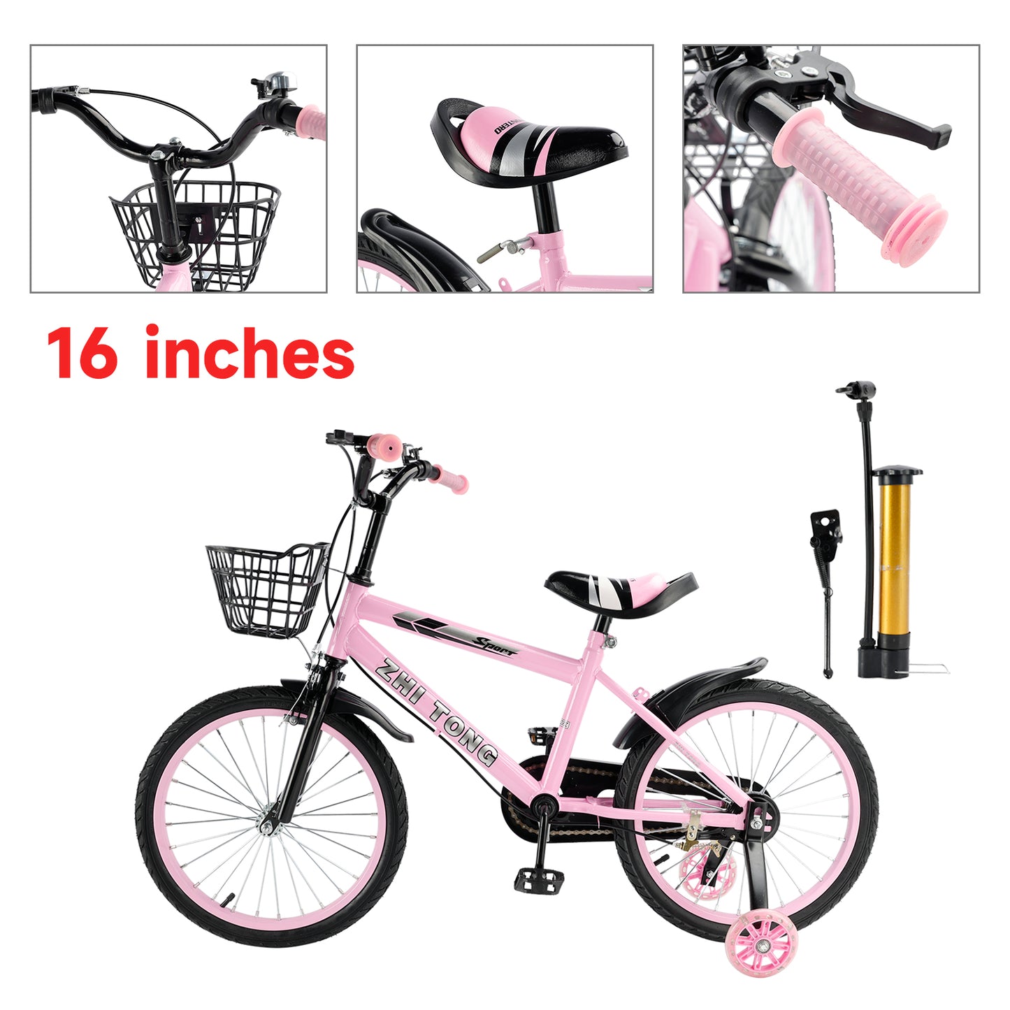 16" Kinderfahrrad Verstellbarer Sitz mit Hilfsrad