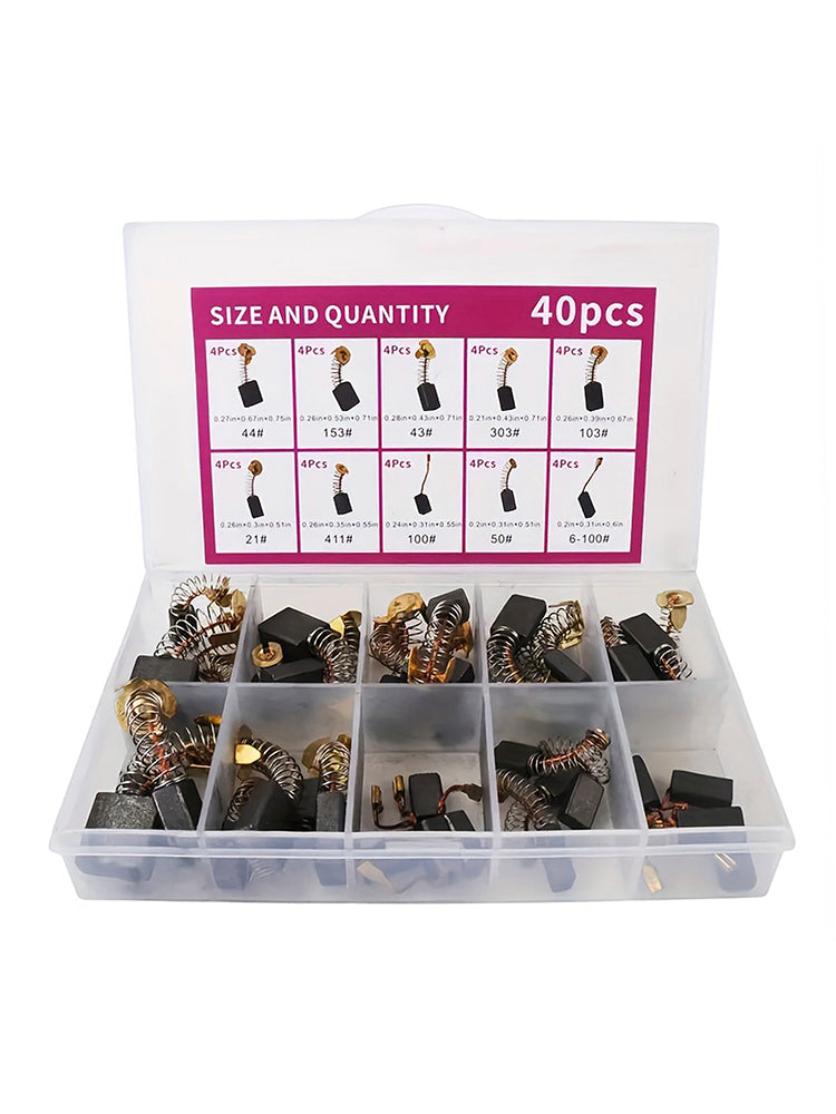 40Pcs Elektromotor Kohlebürsten 10 Größen Ersatz Reparatur Power Tool Teil