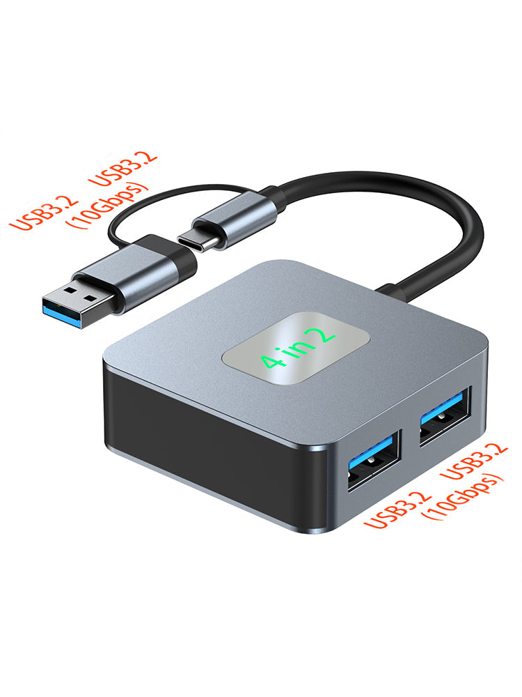 4-in-2 Typ-C + USB zu USB3.2 * 4 Schnittstellen-Hub-Adapter-Dock für MacBook iPad 15