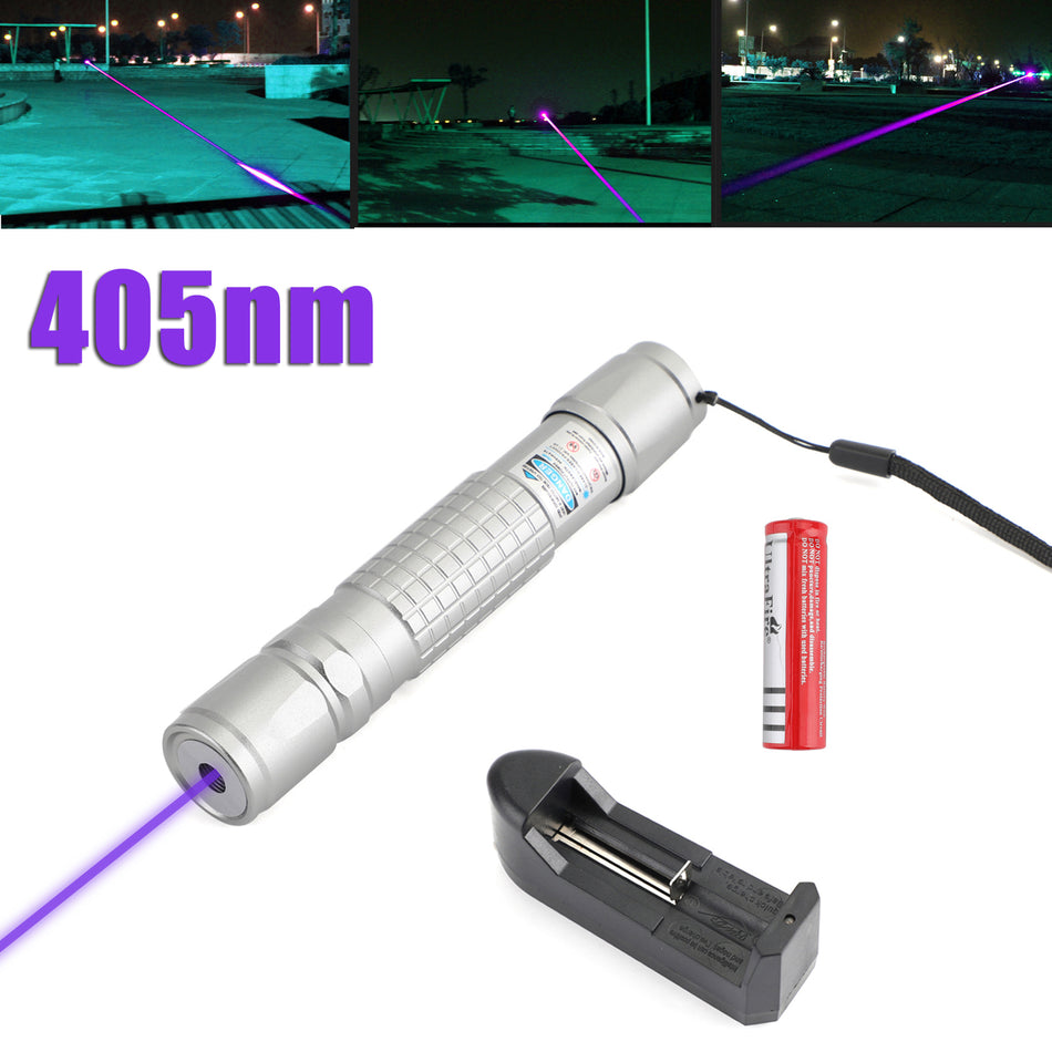 Tactical 5mw 405nm Blue Purple 18650 Laser Pointer Pen Visible Beam Light Lazer