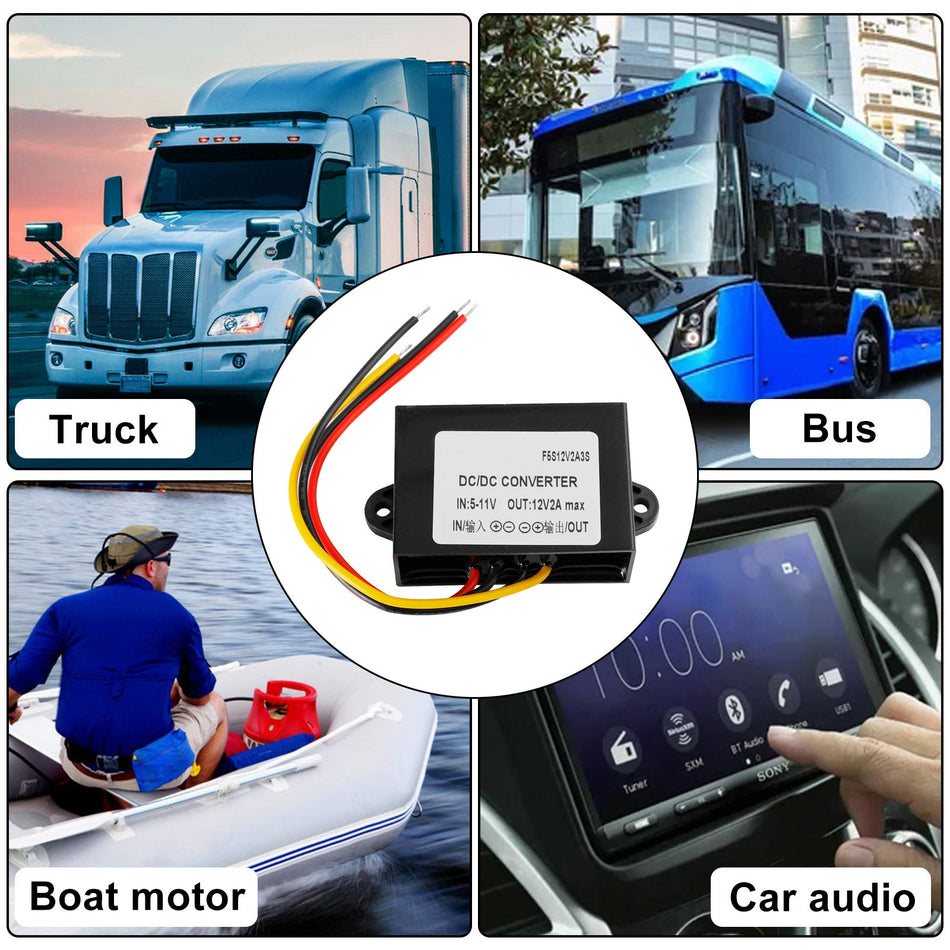 Wasserdichter DC-DC-Boost-Step-Up-Konverter 2A 6V bis 12V Auto-Stromversorgungsmodul