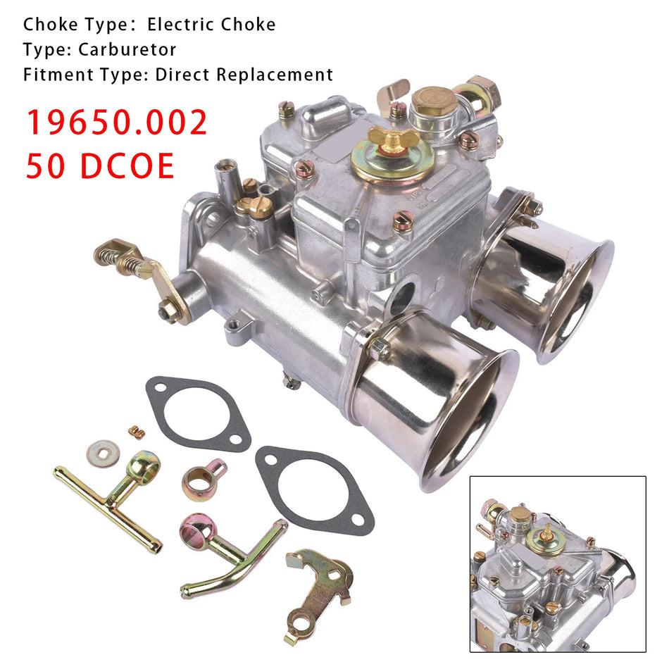 Vergaser 19650.002 für Weber 50 DCOE 50 mm Zugmaß mit elektrischer Choke-Funktion, 4-Zylinder und 6-Zylinder