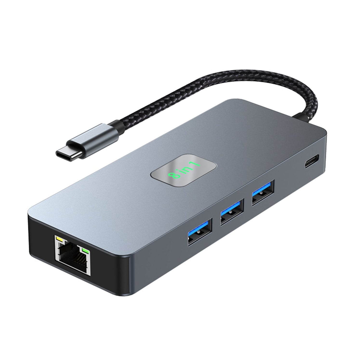 8 in 1 TYPE-C zu RJ45 Gigabit USB 3.0 HDMI DP PD100W Schnittstellen-Hub-Adapter-Dock