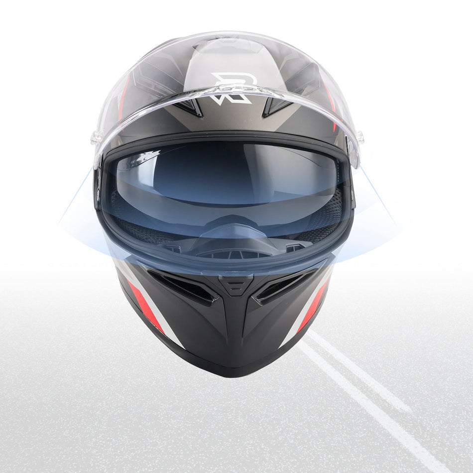 DOT Motorradhelm für Erwachsene, Street, Integralhelm, Rot/Schwarz