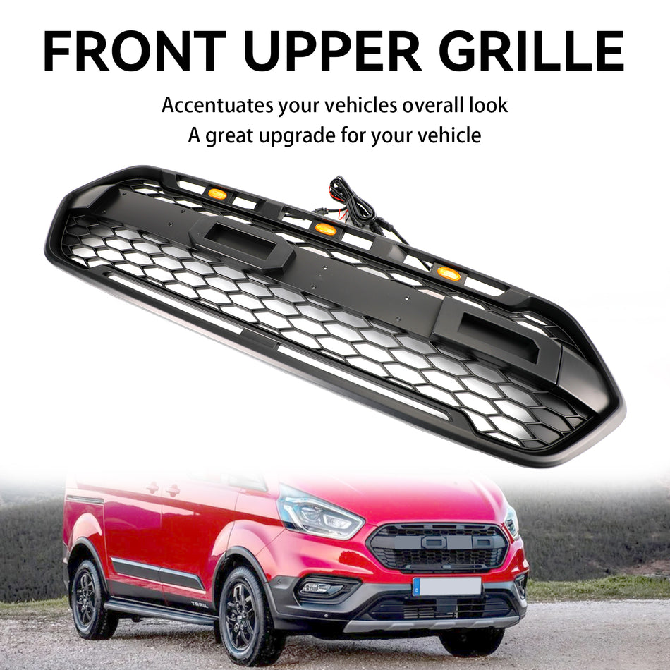Matte Black Front Bumper Grille für Ford Transit Custom Trail 2018-2023 W/ 3LED
