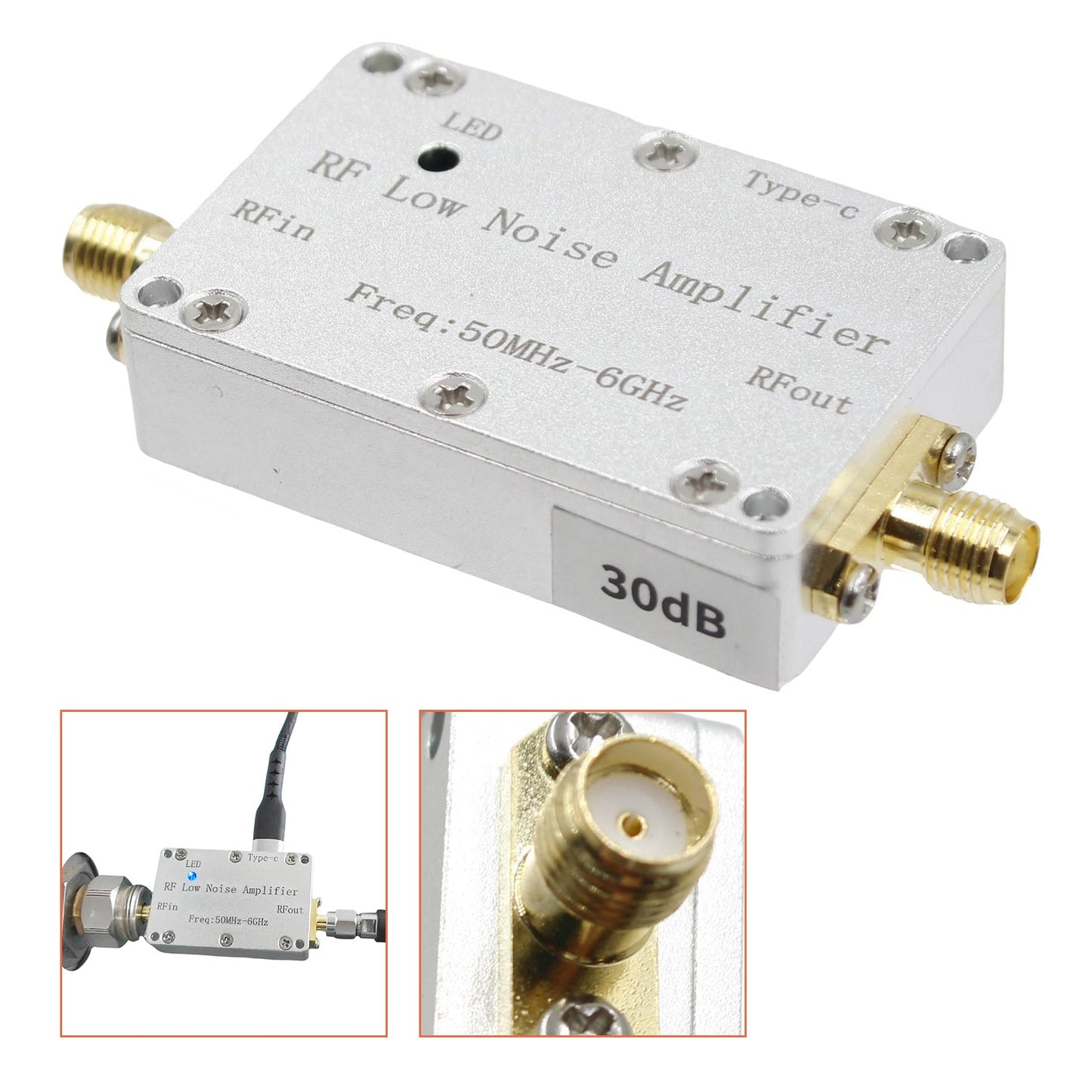 50m-6GHz Radio Frequenz Verst?rker 20dB 30dB High-Gain Front LNA Niedrigen Rauschen Signal