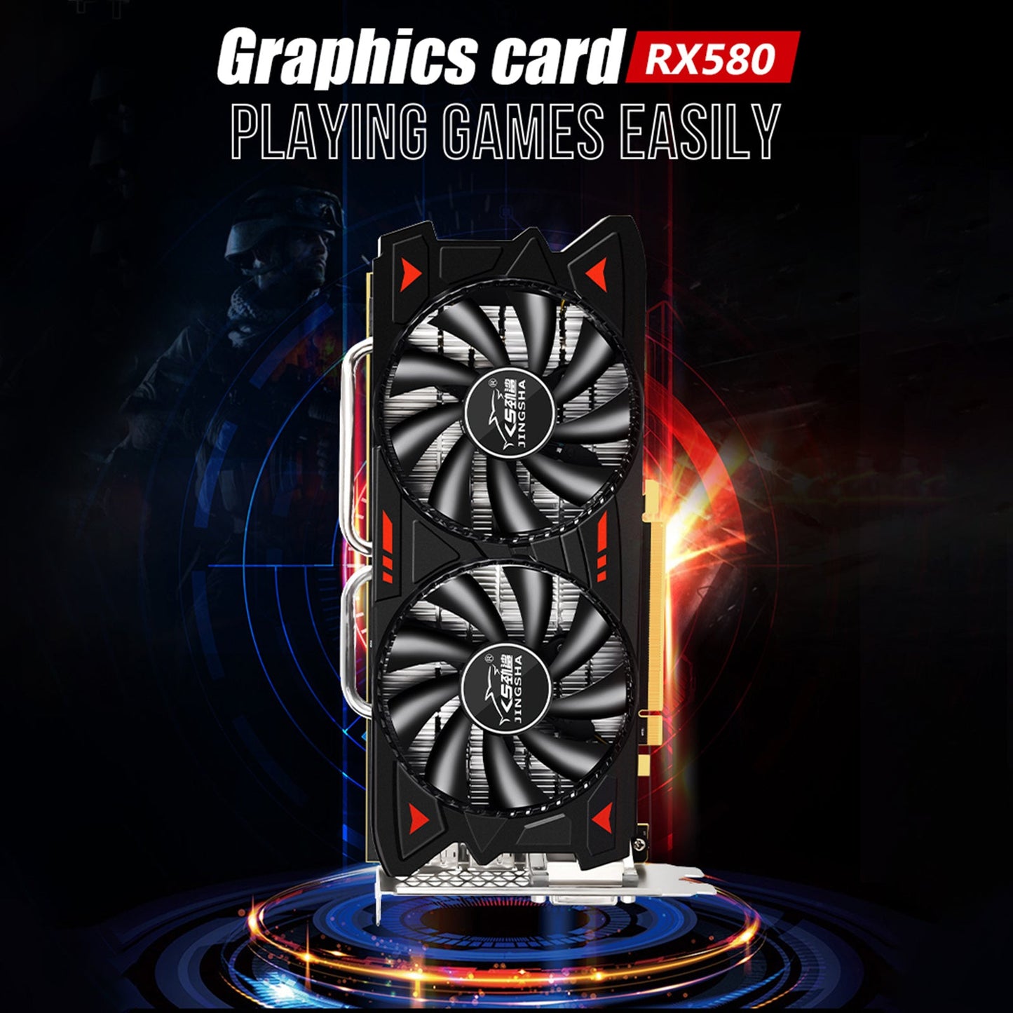 RX580 8G Unabhängige Grafikkarte Dual Fans Desktop Computer Beleuchtung Karte