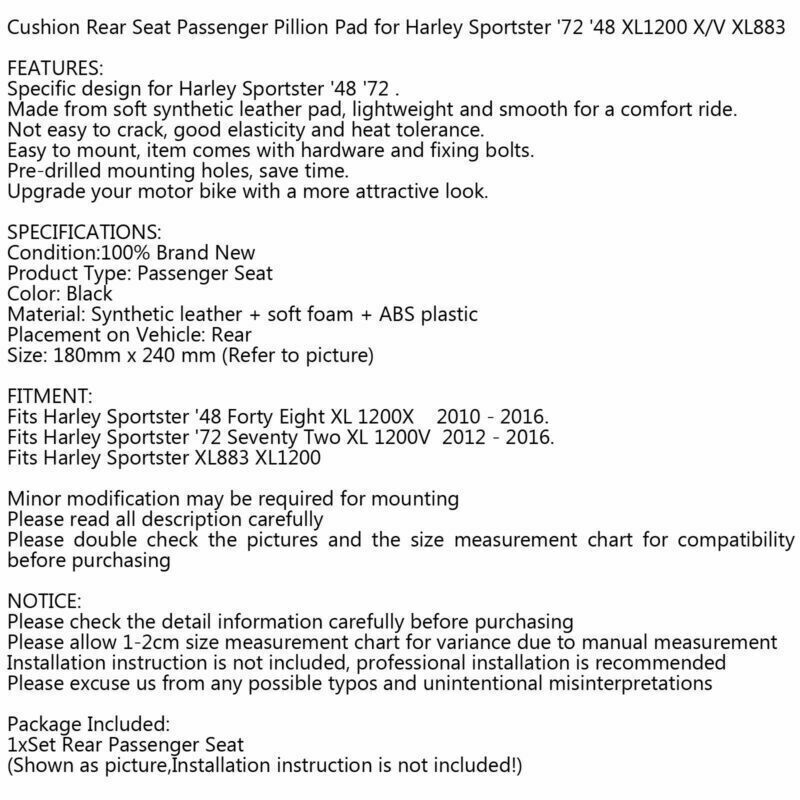 XL1200V F01 2010-2016 Pillion 72 Seat XL1200X 48 Cushion USA Rear For Passenger