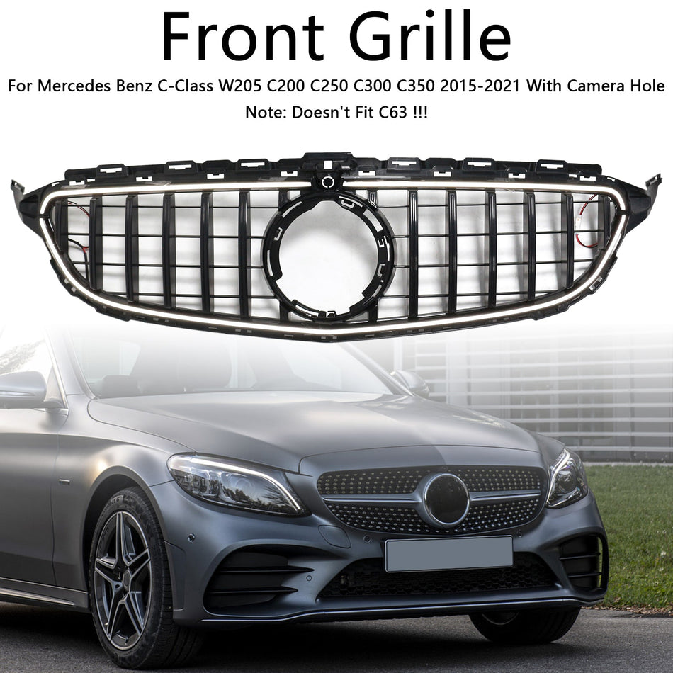 2015-2021 Mercedes W205 C250 C300 mit LED-Frontgrill, schwarz