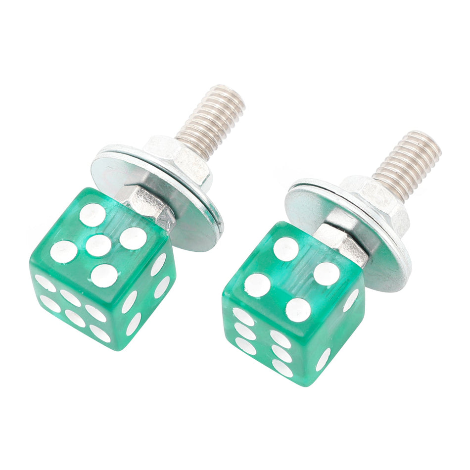 2x Custom DICE Kennzeichenschraube Grün Kunststoff Motorrad Chopper Bobber