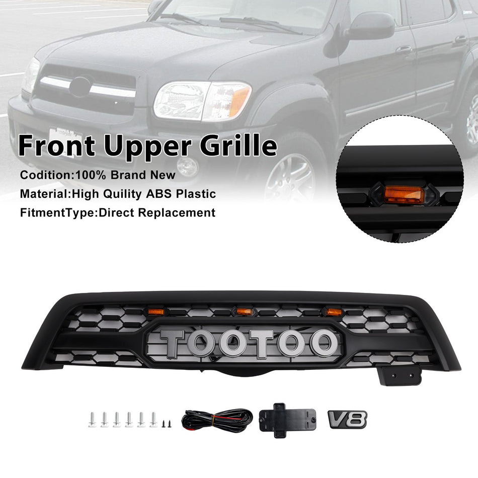 Frontstoßstangengrill in Mattschwarz, passend für Toyota Sequoia 2005-2007 mit LED-Beleuchtung