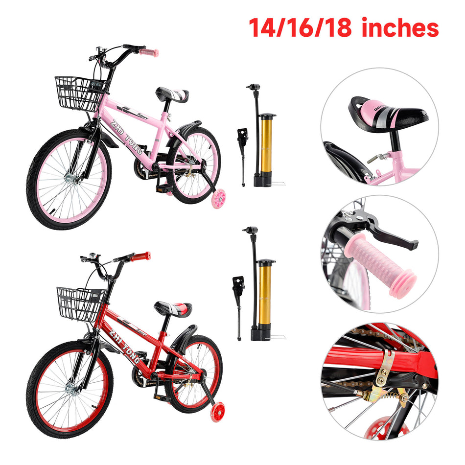 14/16/18 Zoll Kinderfahrrad für Jungen und Mädchen mit Stützrädern