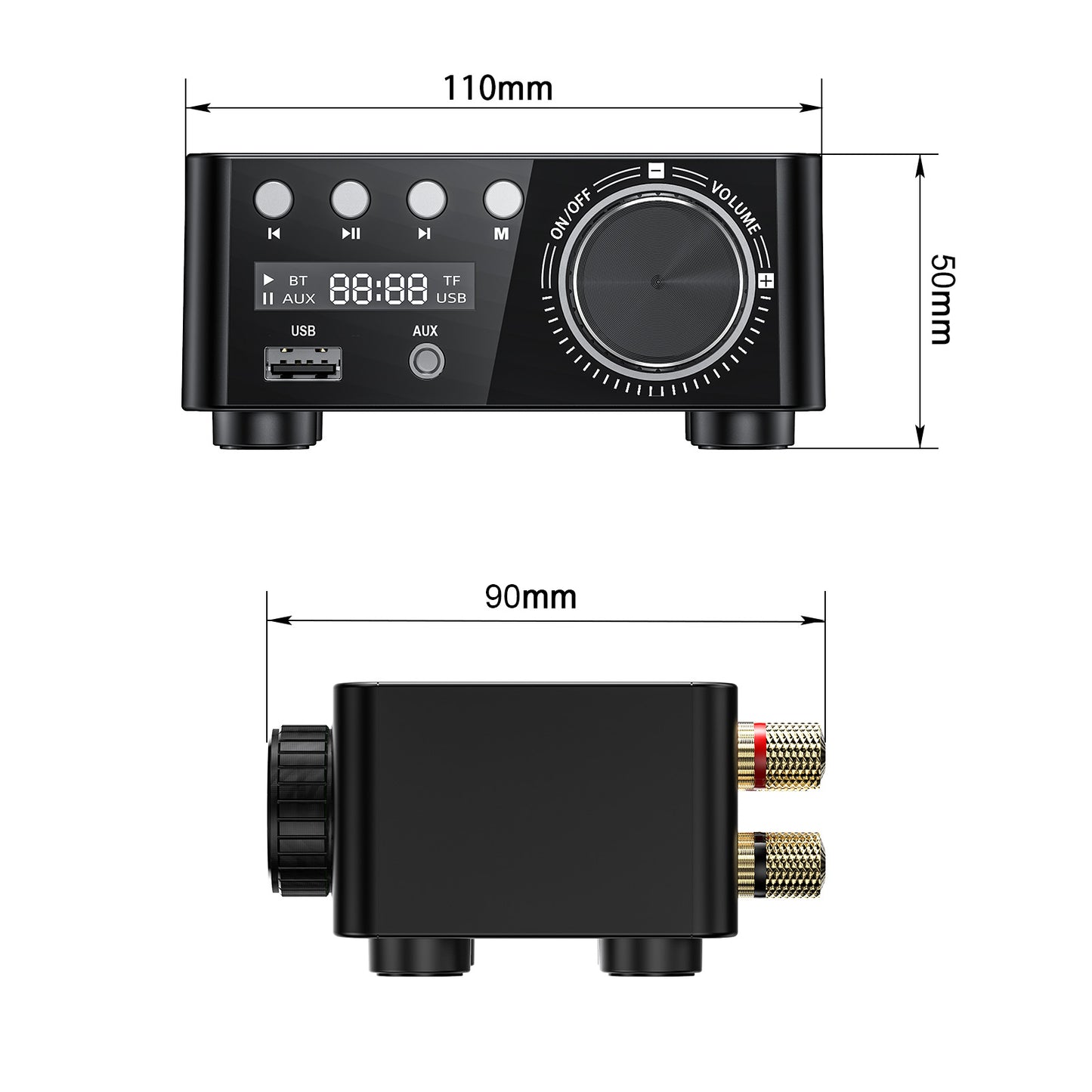 HiFi Mini Bluetooth 5.0 Amplificateur de son de puissance numérique Récepteur audio stéréo USB