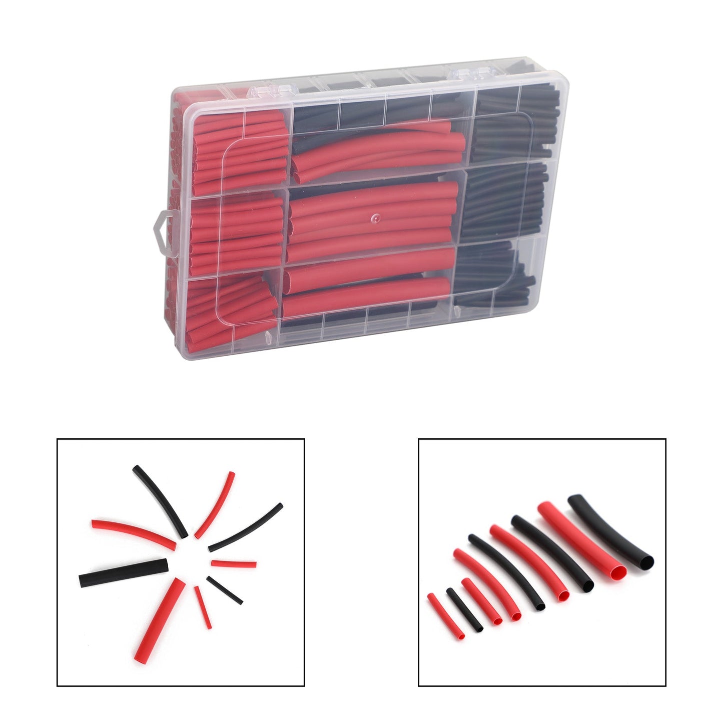 300pcs Wärme Schrumpfrohr Kit 3: 1 Verhältnis Dual Wandkleber mit schwarzem Rot rot