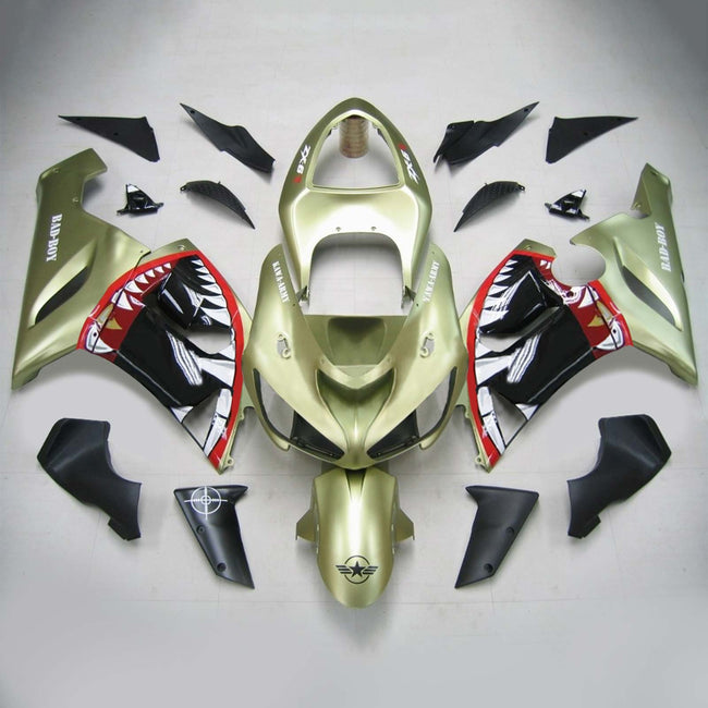 Amotopart Kawasaki 2005-2006 ZX6R 636 Gold Shark-Verkleidungskit