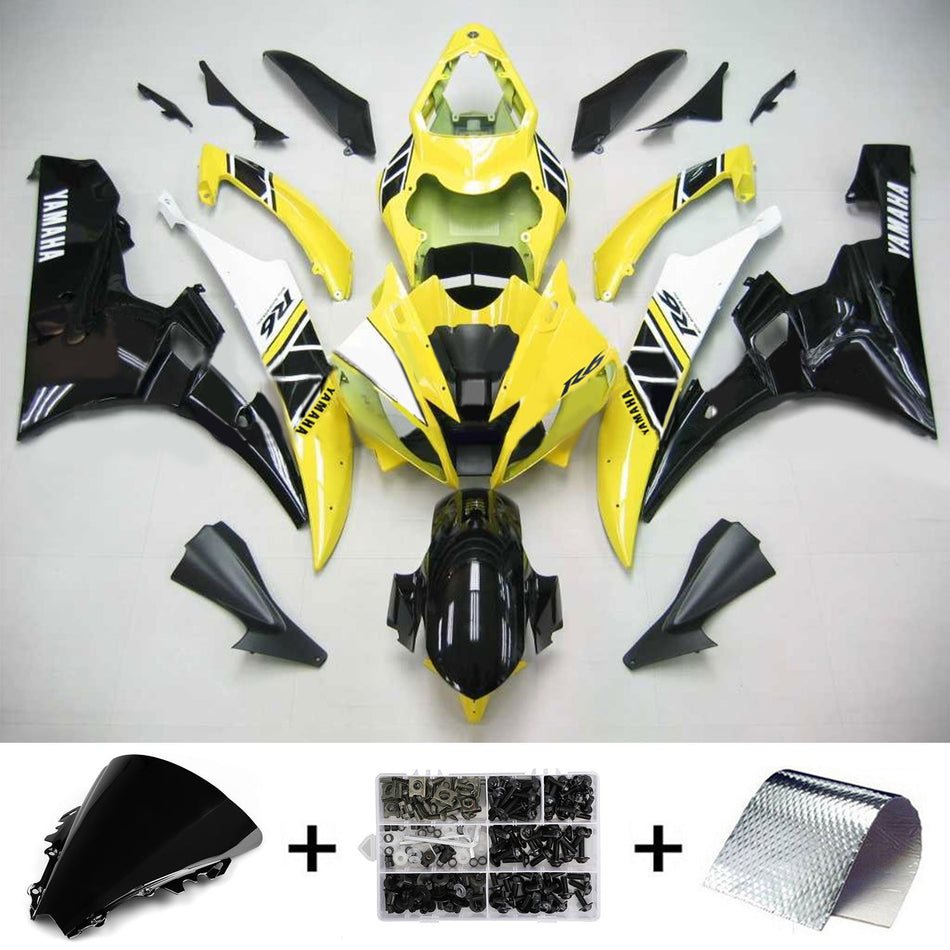 Amotopart Yamaha 2006-2007 YZF 600 R6 Kit de carénage Noir Jaune