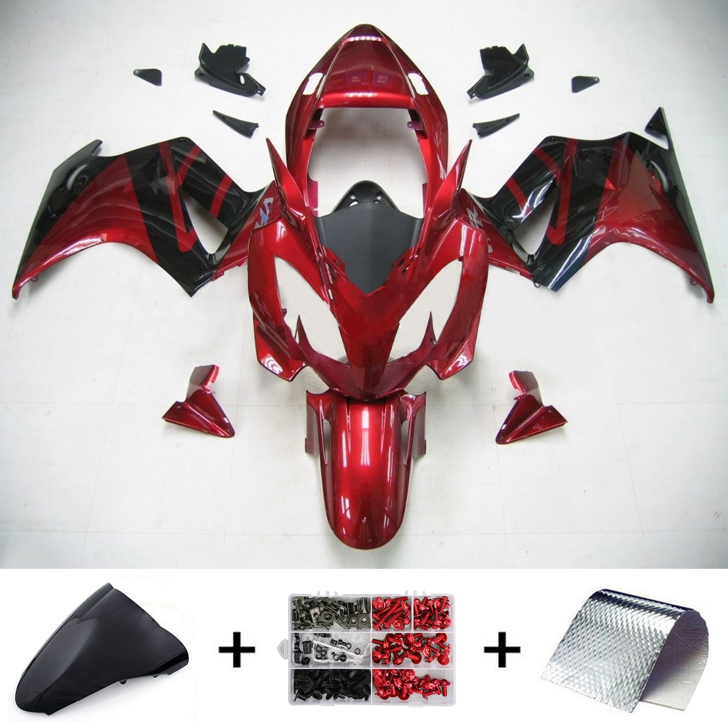 Kit de carénage Amotopart 2002-2012 Honda VFR800 GOLSS ROUGE