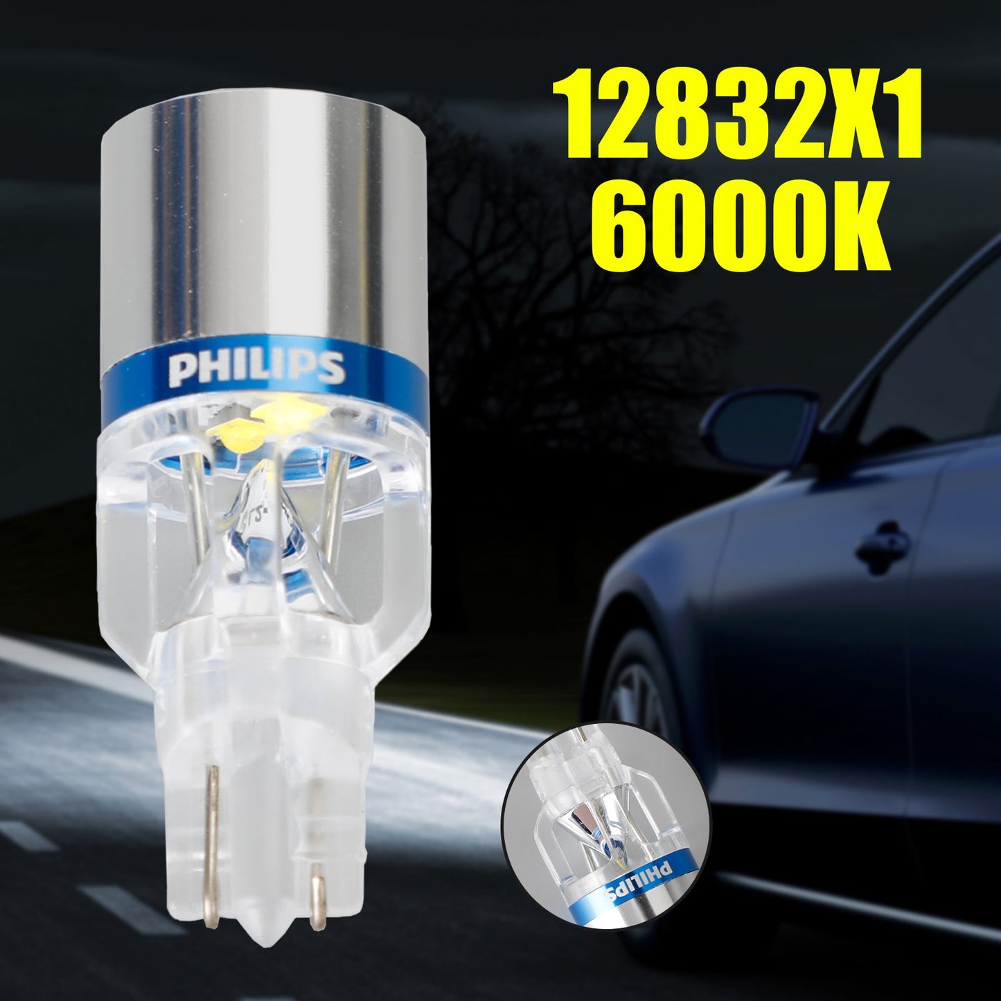 Für Philips 12832X1 Auto X-treme Ultinon LED T16 12V3W 200LM 6000K W2.1*9.5D