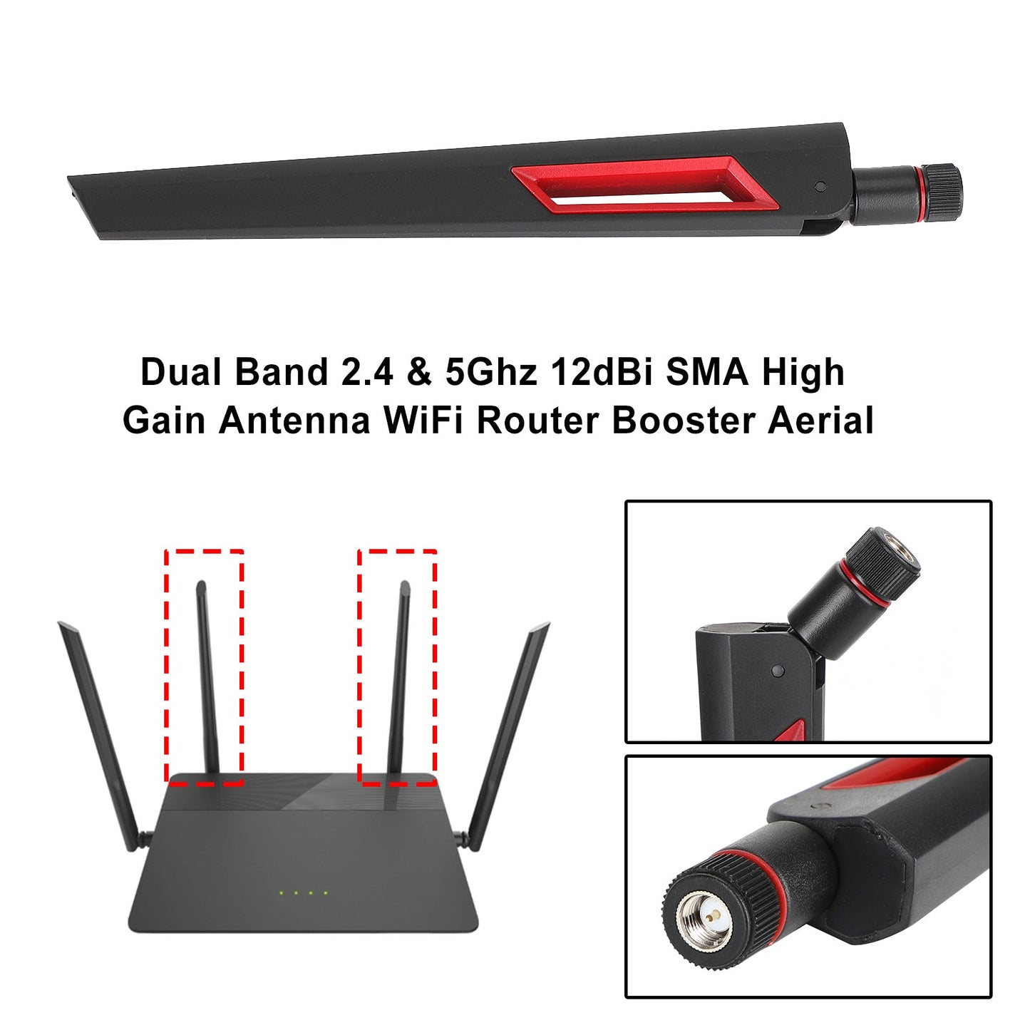 Antenne de routeur WiFi mâle 12dBi 2.4G 5G 5.8G double bande SMA/RP-SMA