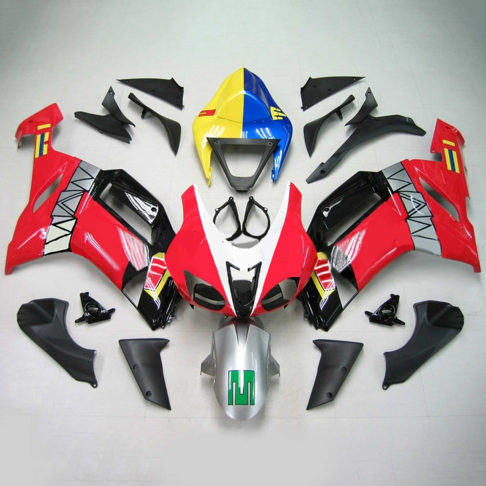 Amotopart Kawasaki 2007-2008 ZX6R 636 Kit de carénage coloré rouge